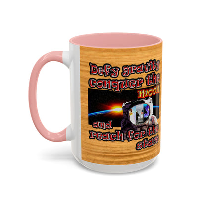defy conquer reach - Accent Mug (butterscotch wood finish)