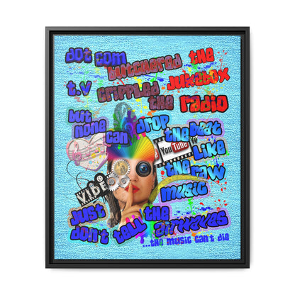 drop the beat - framed canvas art (faded blue)