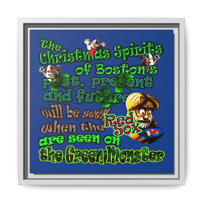 christmas spirits of boston - framed canvas art (dark blue)