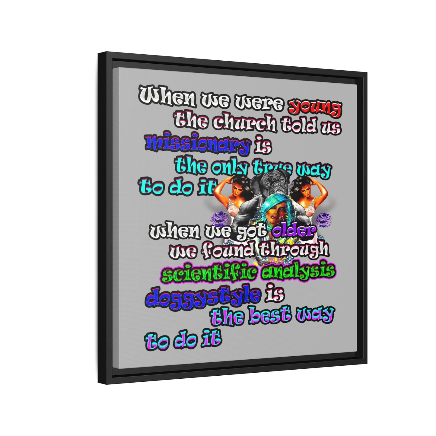 doggystyle - framed canvas art (light grey)