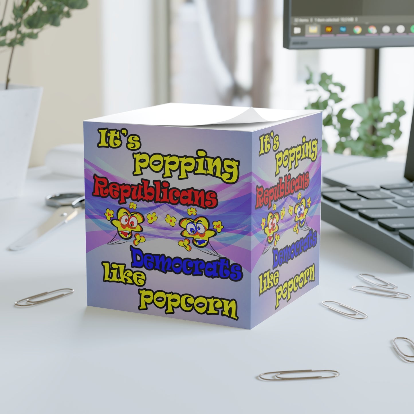 popping like popcorn - note cube (light blue-pink wave)