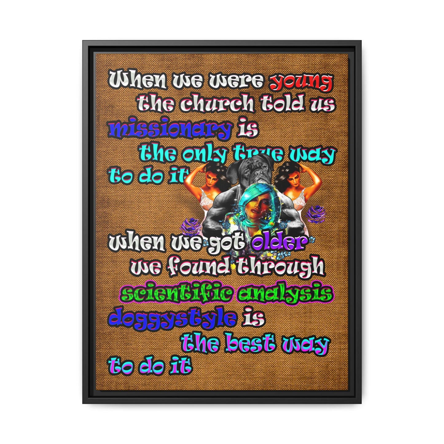 doggystyle - framed canvas art (brown papyrus)