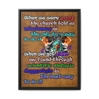 doggystyle - framed canvas art (brown papyrus)
