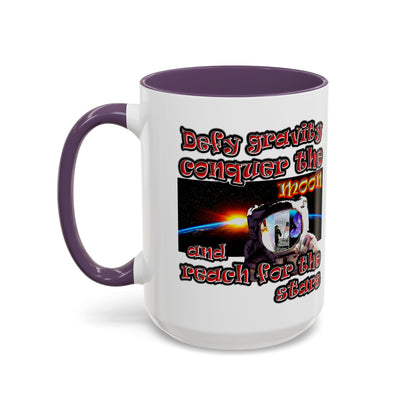defy conquer reach - Accent Mug (white)