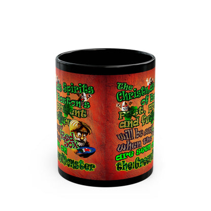 christmas spirits of boston - Black Mug (burnt orange)