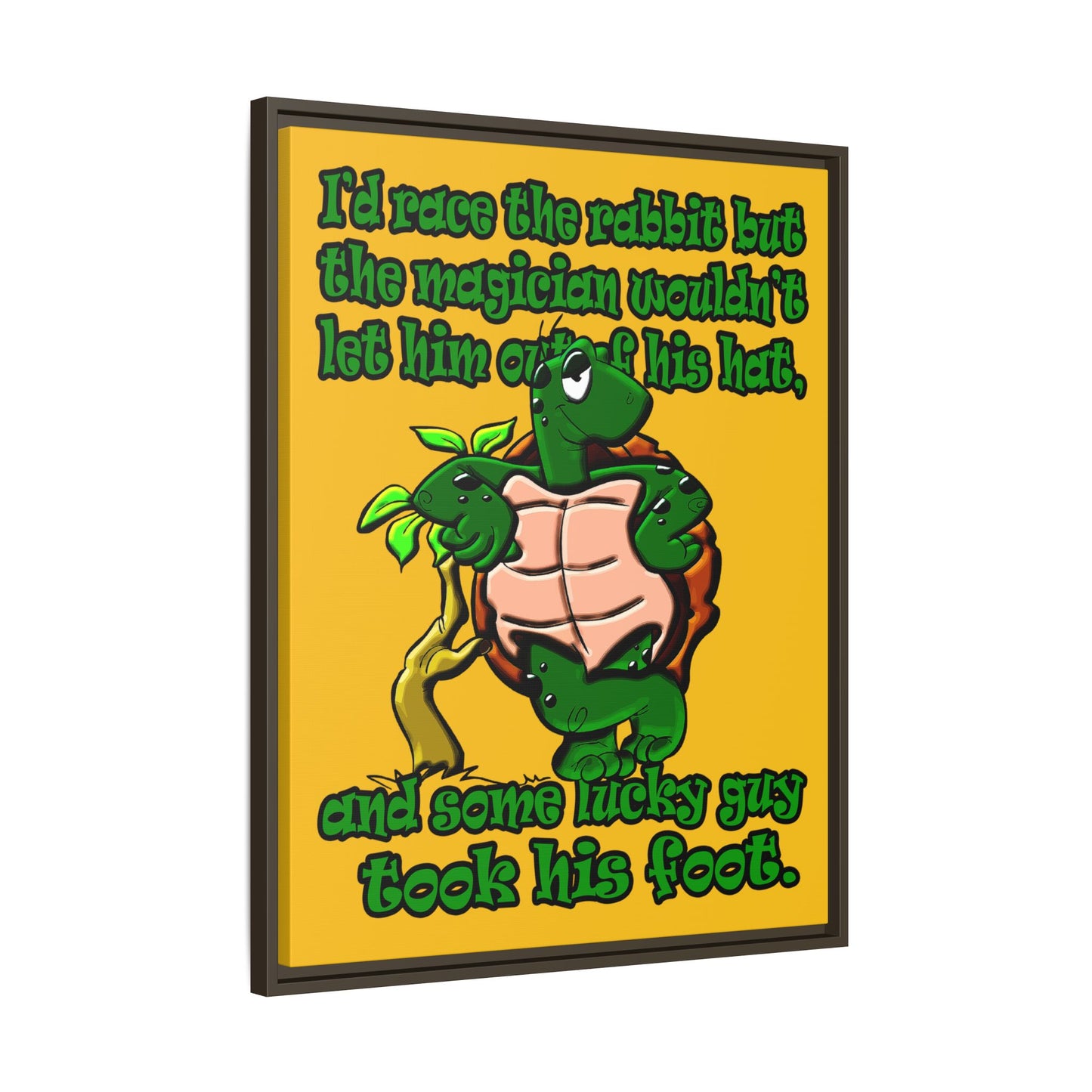 turtle race - framed canvas art (yellow)