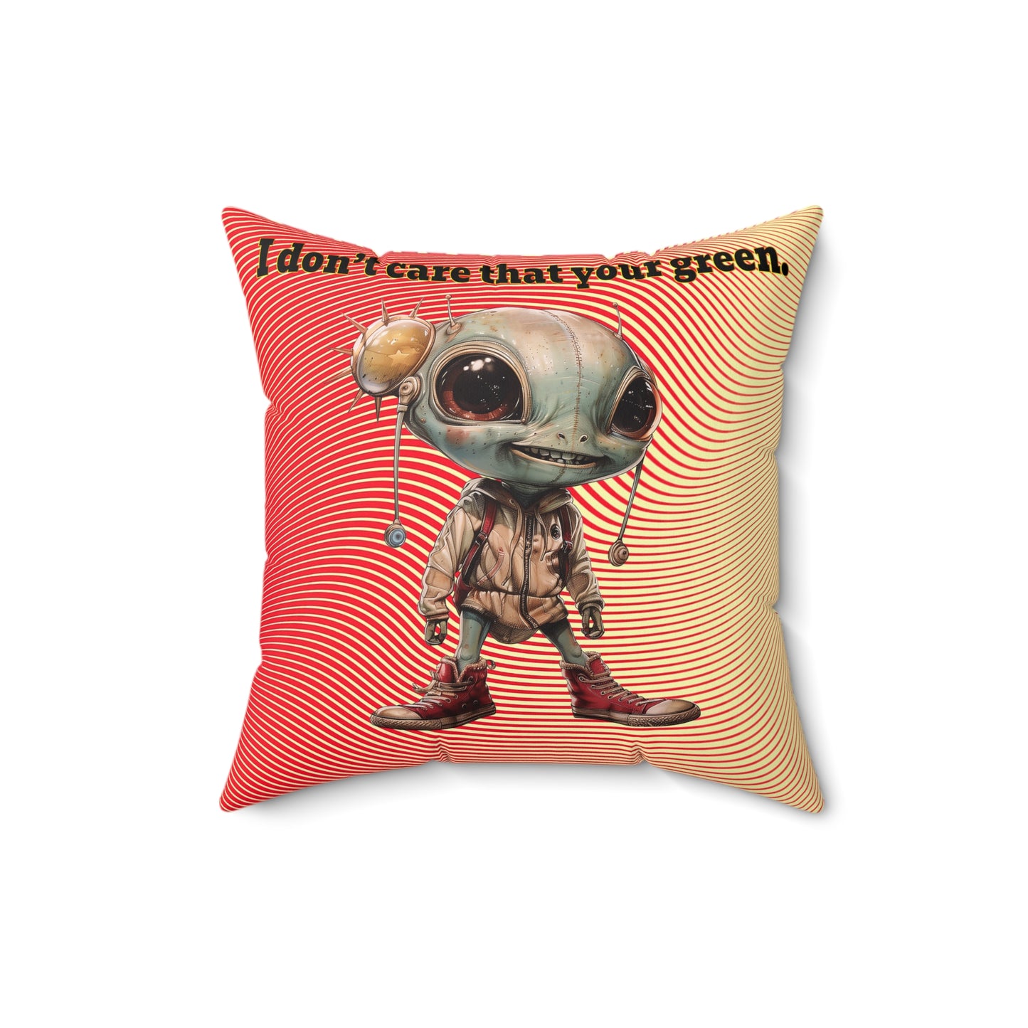 I don't care that your grey - Faux Suede Square Pillow - (yellow-orange wave)