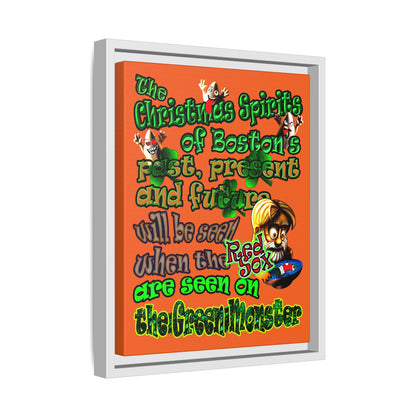 christmas spirits of boston - framed canvas art (orange)