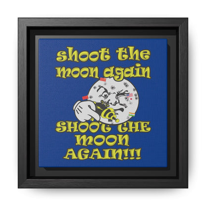 shoot the moon again - framed canvas art (dark blue)
