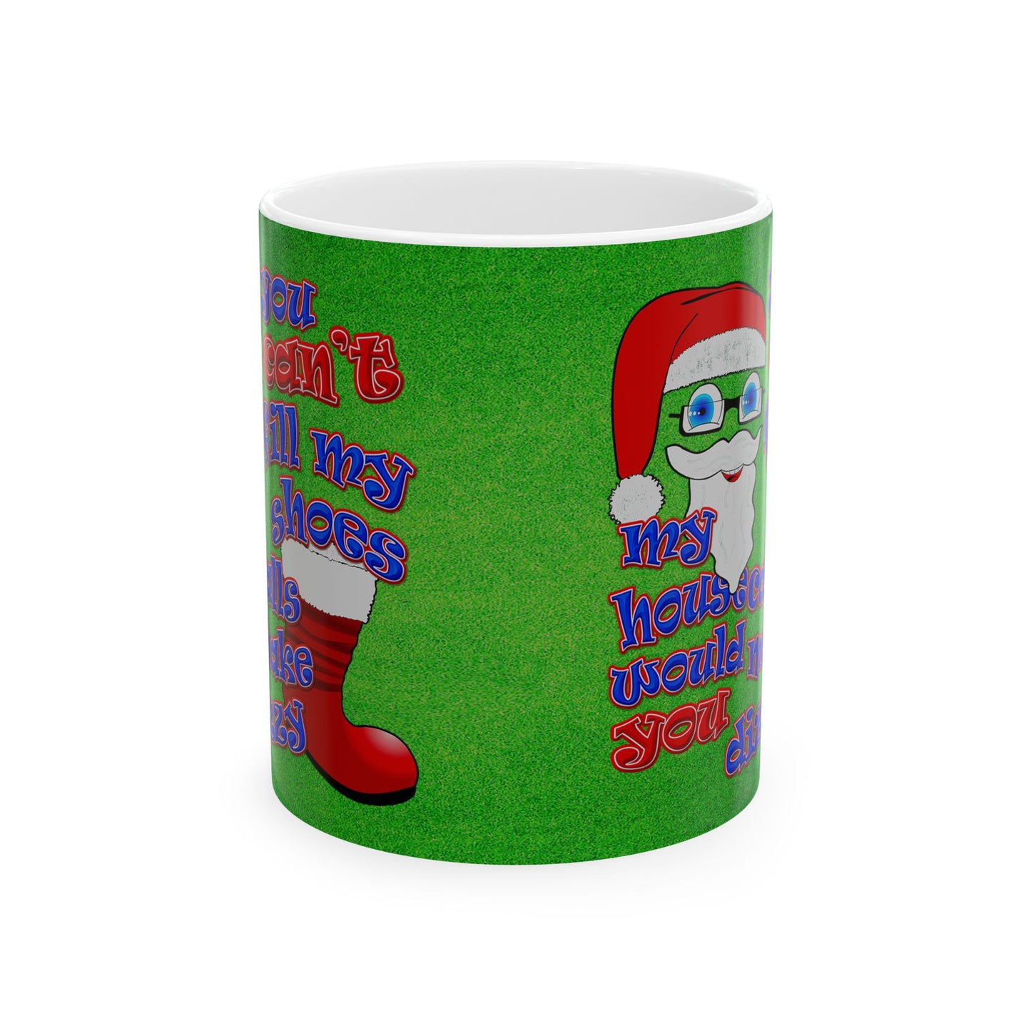 santa's shoes - White Mug (green turf)