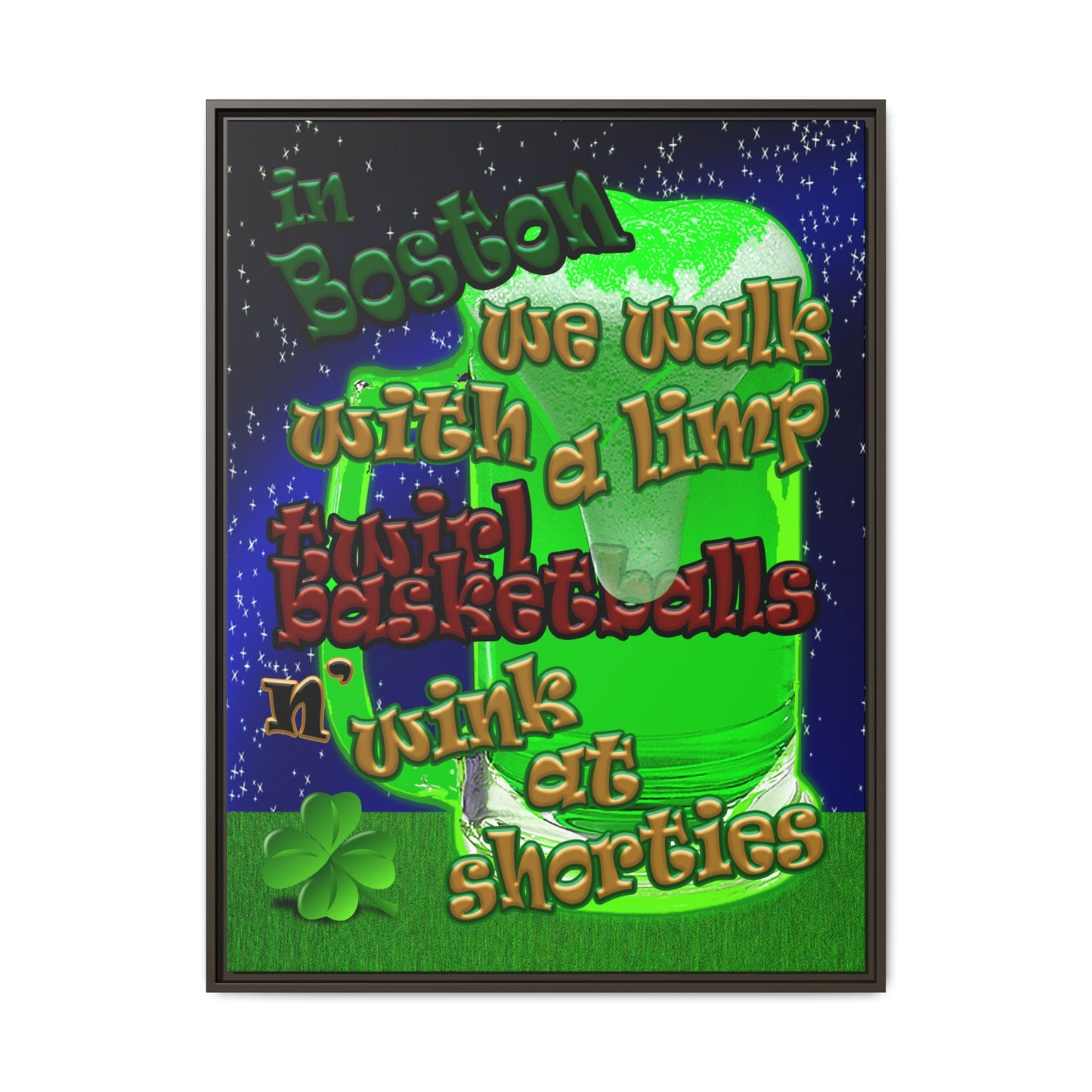 celtics logo - framed canvas art ('snoops' background)