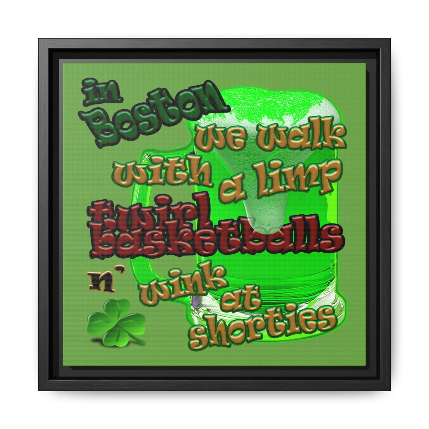 celtics logo - framed canvas art (green)