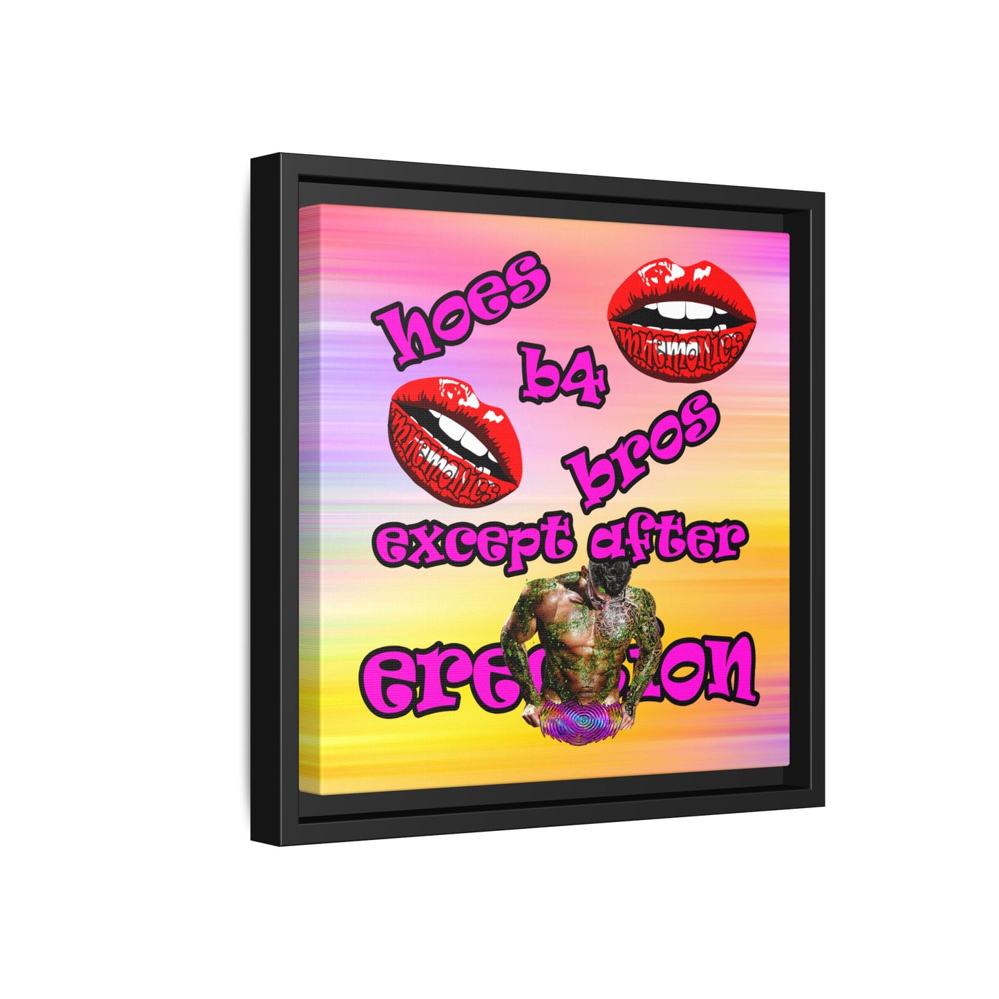 hoes b4 bros - framed canvas art (color blur)
