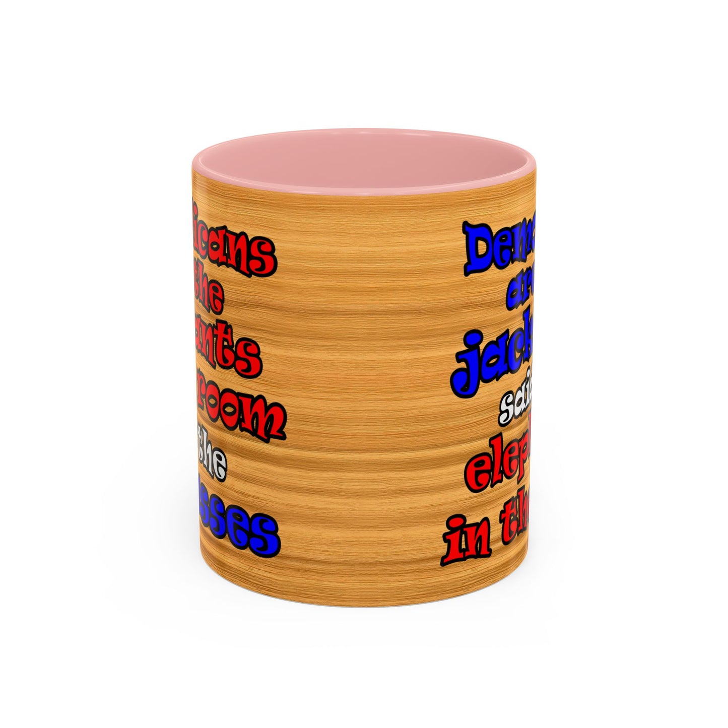 donkeys and elephants - Accent Mug (butterscotch wood finish)