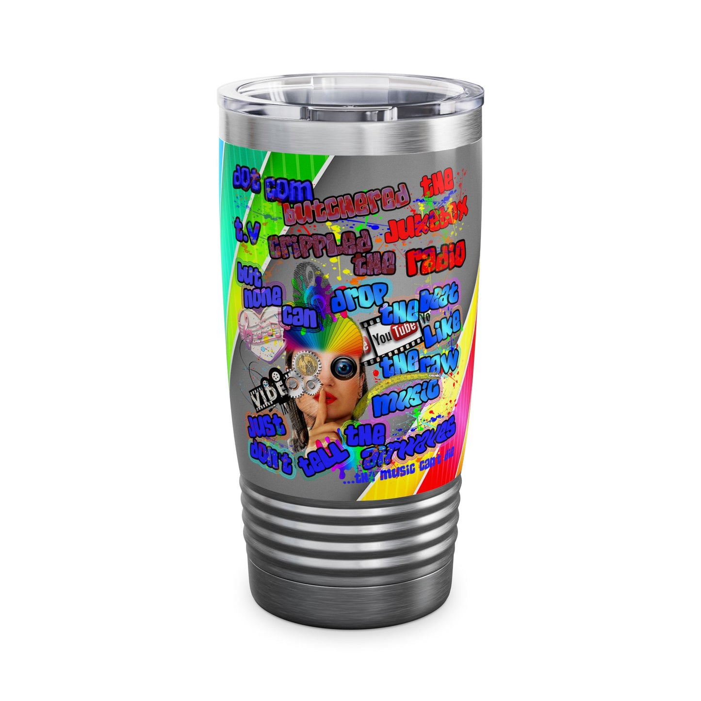 drop the beat - Ringneck Tumbler, 20oz  (rainbow split)