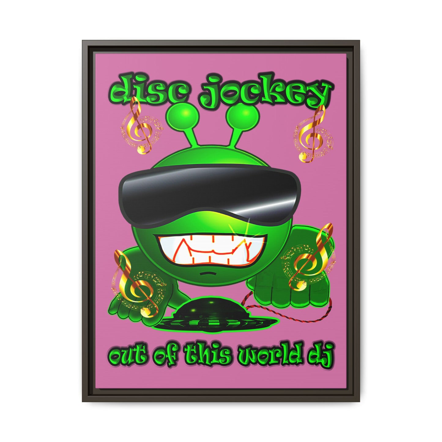 disc jockey - framed canvas art (light pink)