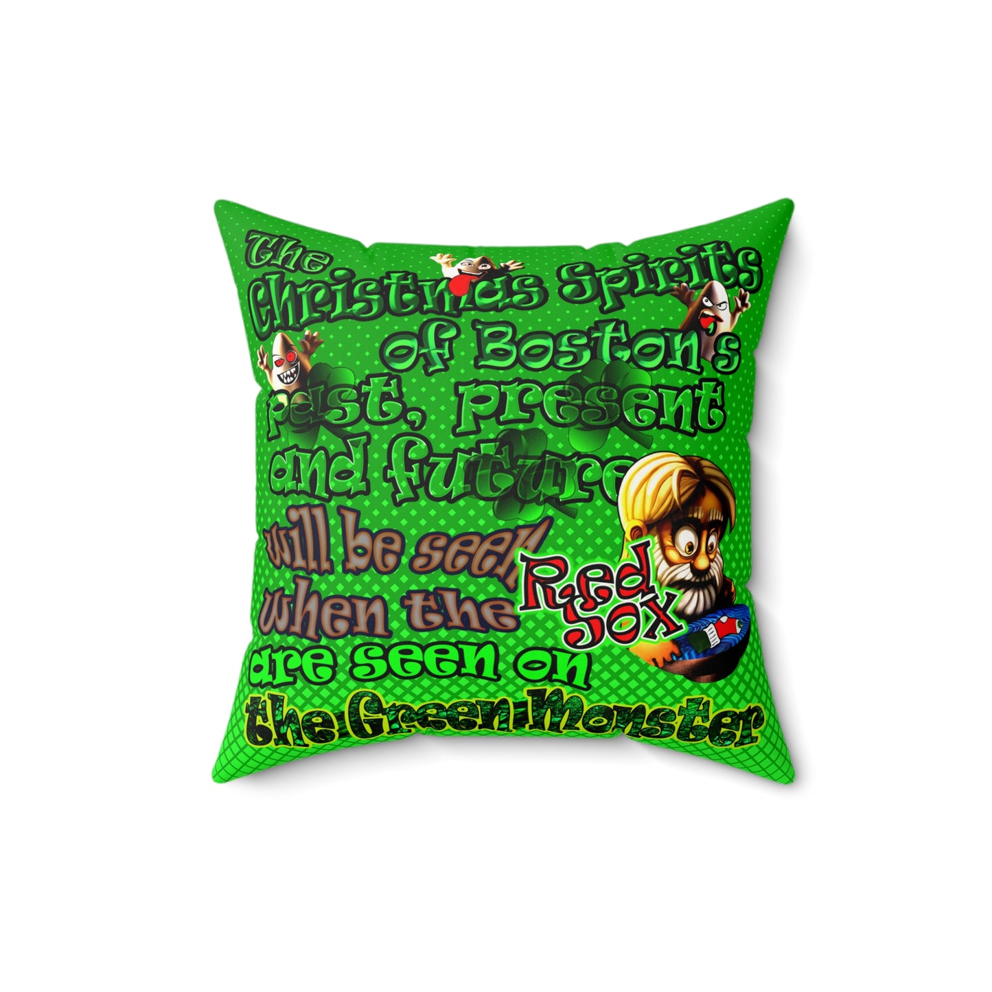 christmas spirits of boston - Faux Suede Square Pillow - (logo green)