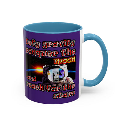 defy conquer reach - Accent Mug (purple)