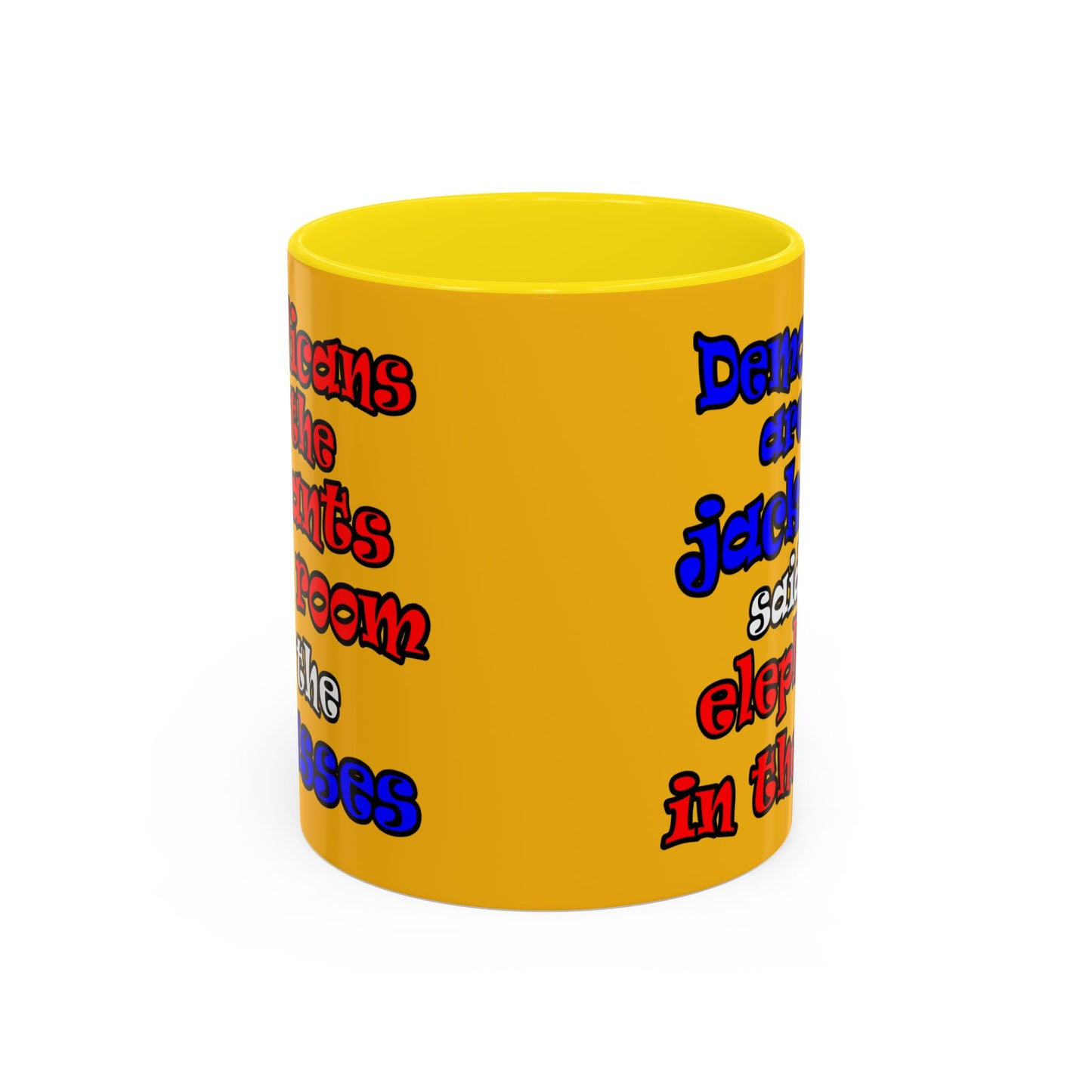 donkeys and elephants - Accent Mug (yellow)