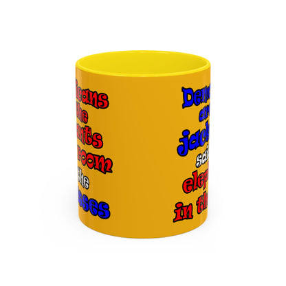 donkeys and elephants - Accent Mug (yellow)