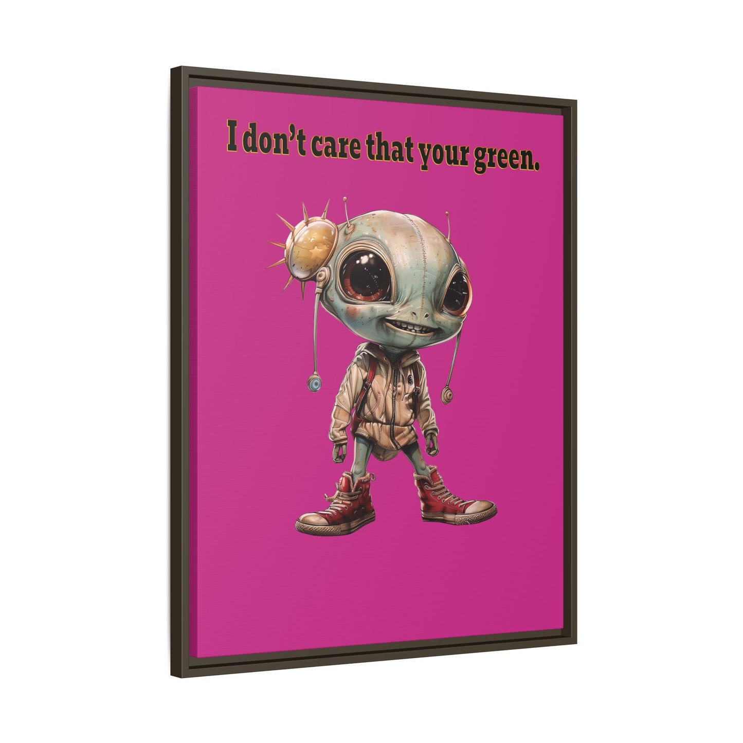 I don't care that your green - framed canvas art (pink)