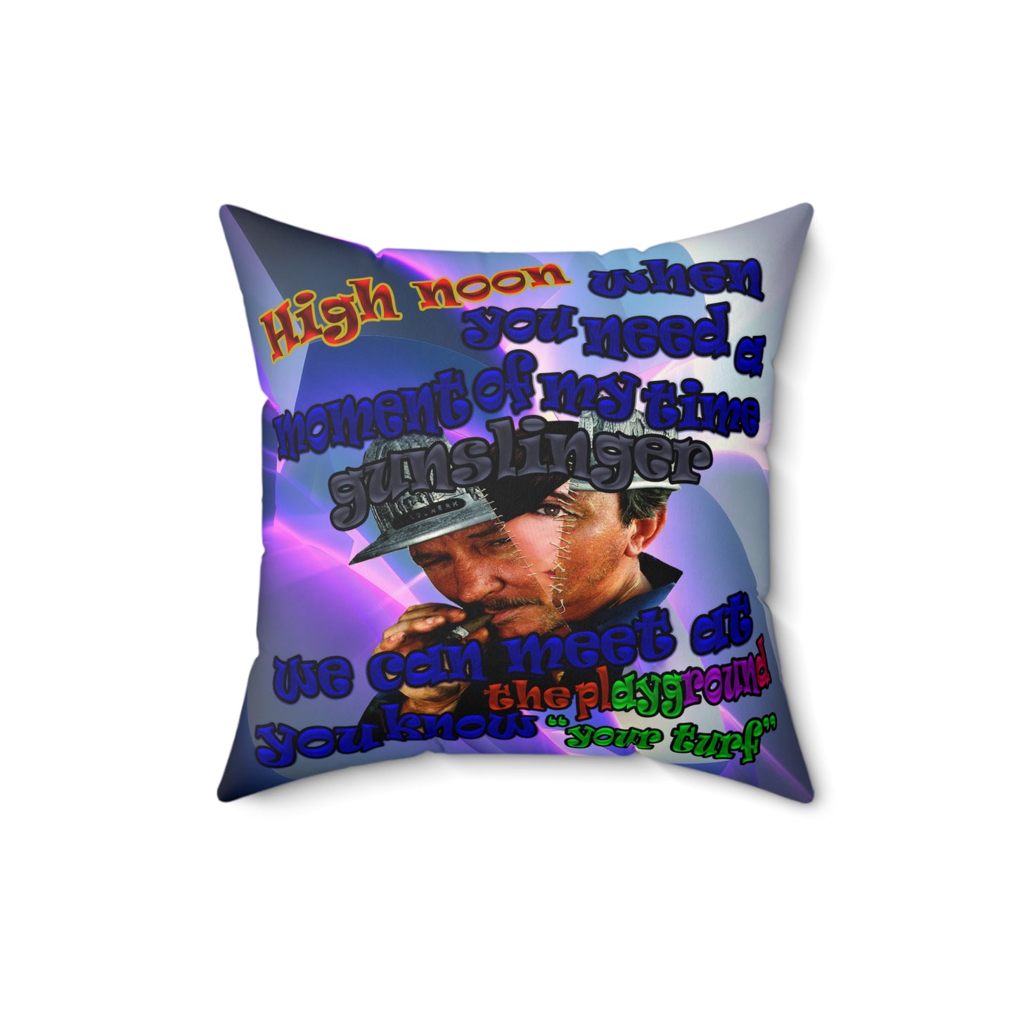 high noon - Faux Suede Square Pillow - (grey-pink wave)