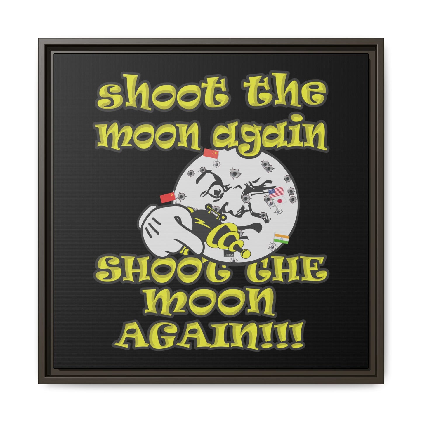 shoot the moon again - framed canvas art (black)