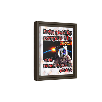 defy conquer reach - framed canvas art (white marble)