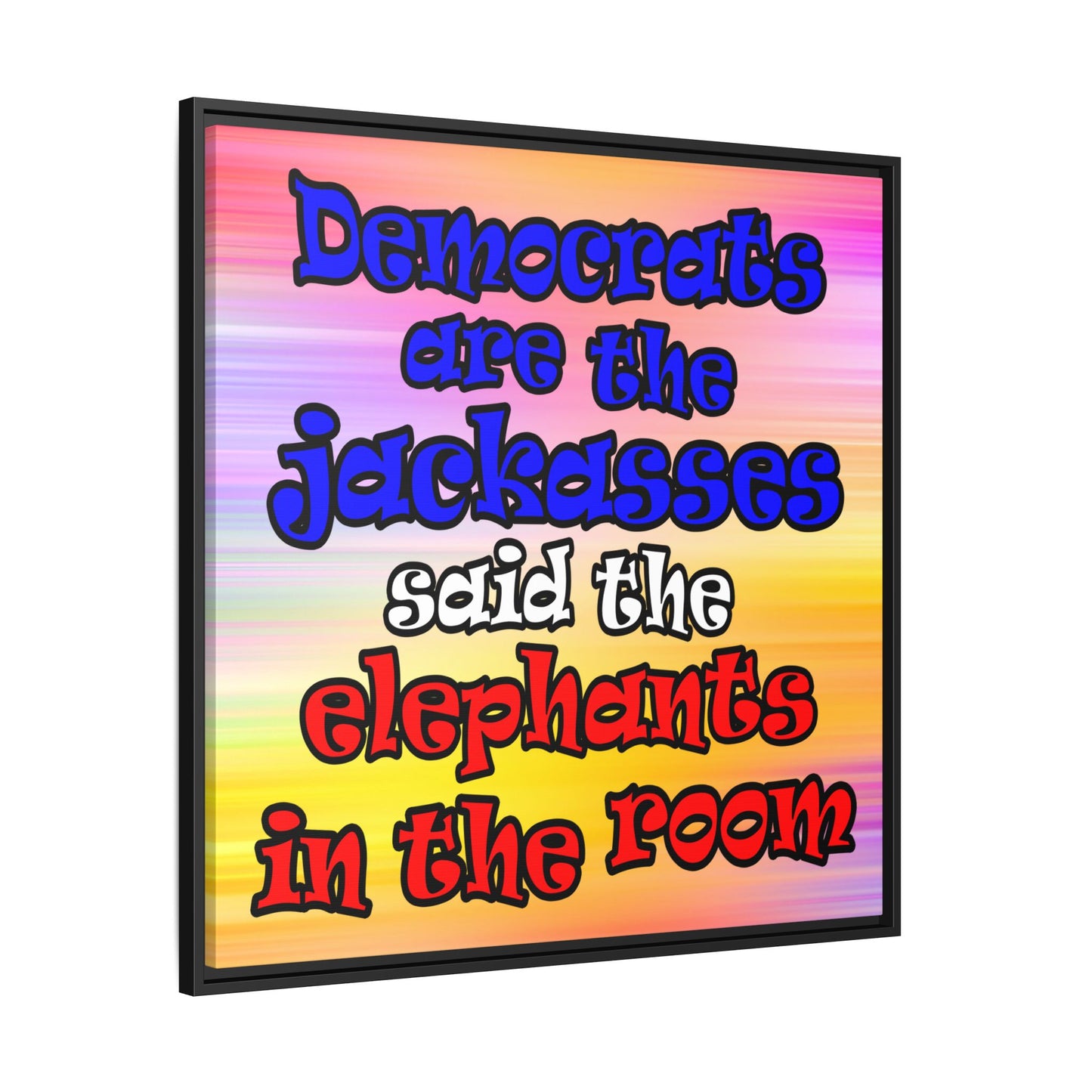 donkeys and elephants - framed canvas art (color blur)