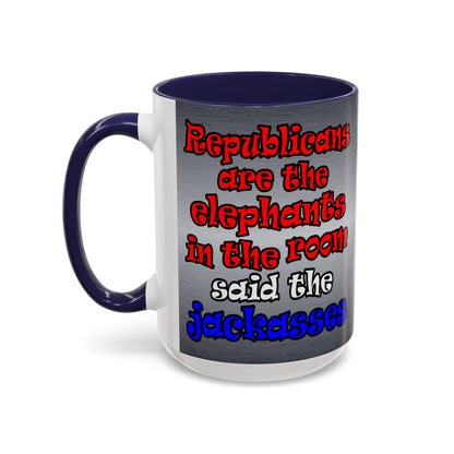 donkeys and elephants - Accent Mug (brushed nickel)