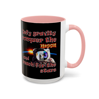 defy conquer reach - Accent Mug (black)