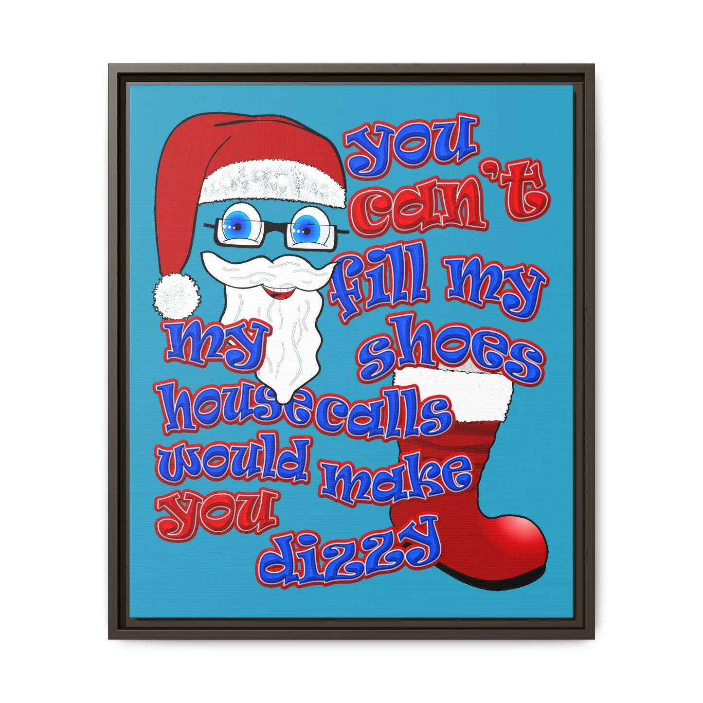 santa's shoes - framed canvas art (turquoise)