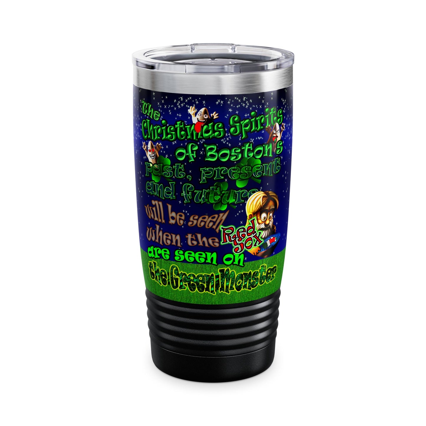 christmas spirits of boston - Ringneck Tumbler, 20oz ('snoops' background)
