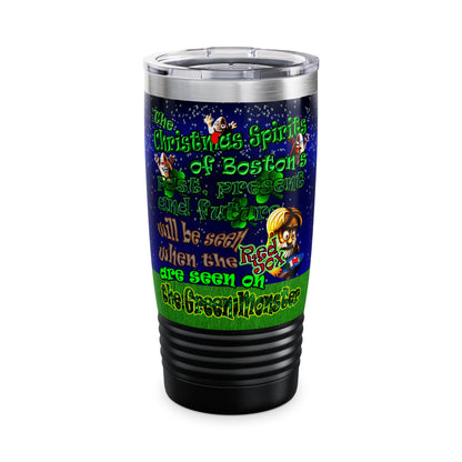 christmas spirits of boston - Ringneck Tumbler, 20oz ('snoops' background)
