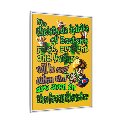 christmas spirits of boston - framed canvas art (yellow)