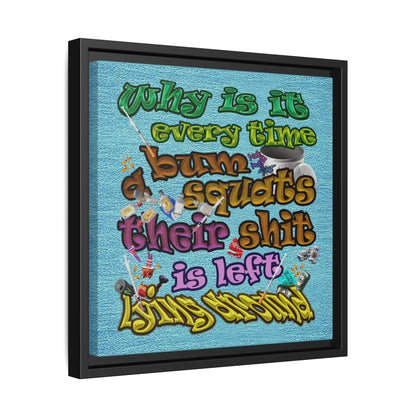 the bum's shit - framed canvas art (faded blue)