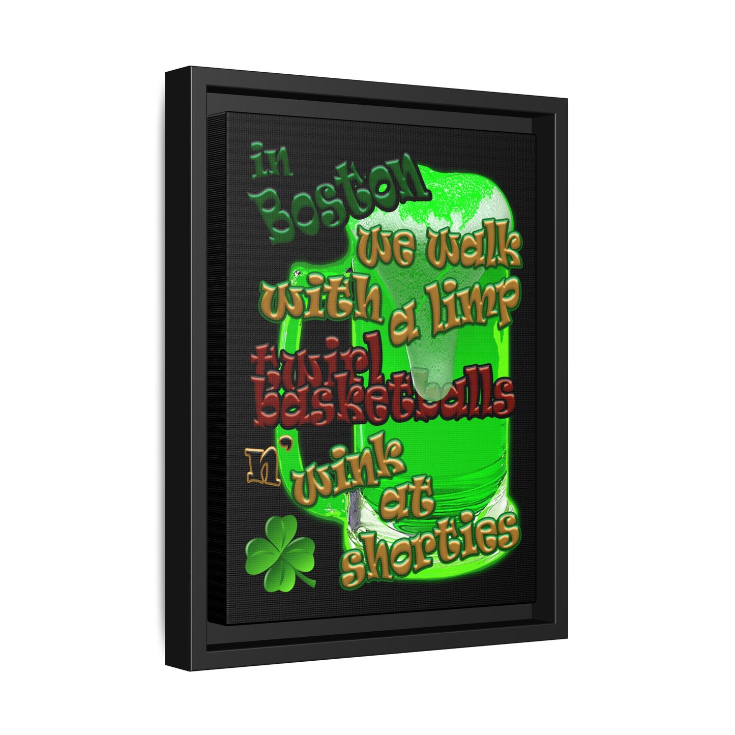 celtics logo - framed canvas art (black)