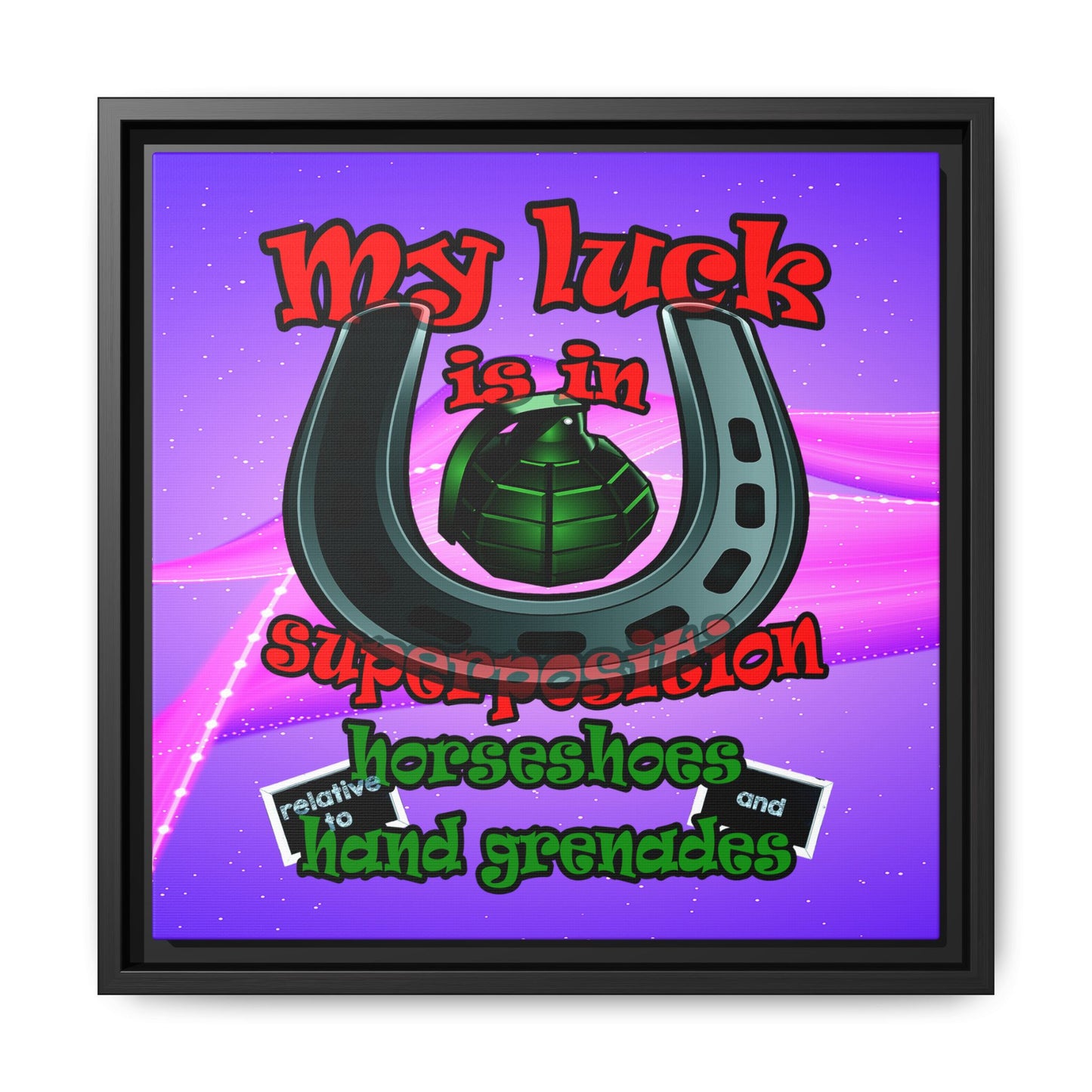 my luck - framed canvas art (purple-pink wave)