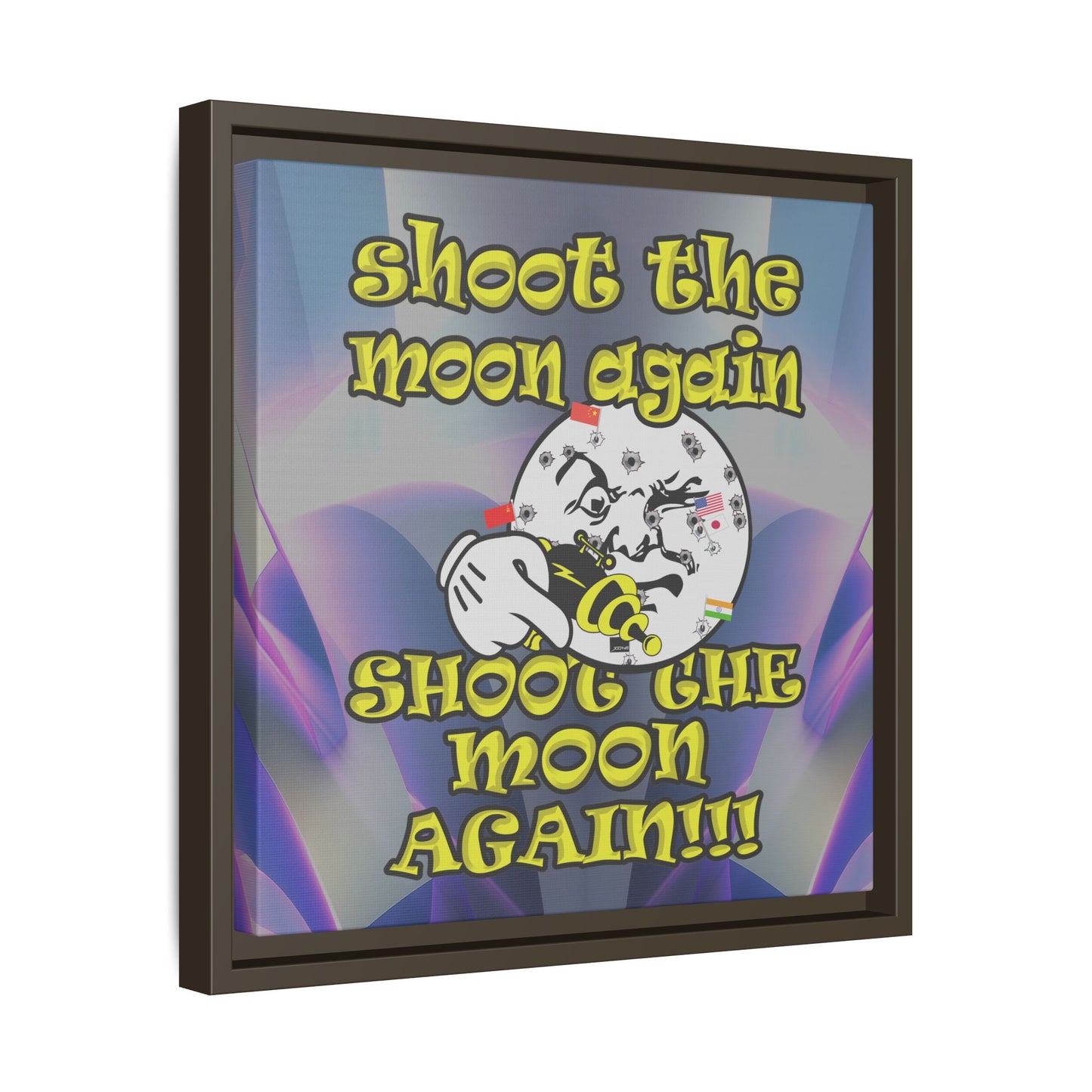 shoot the moon again - framed canvas art (grey-pink wave)