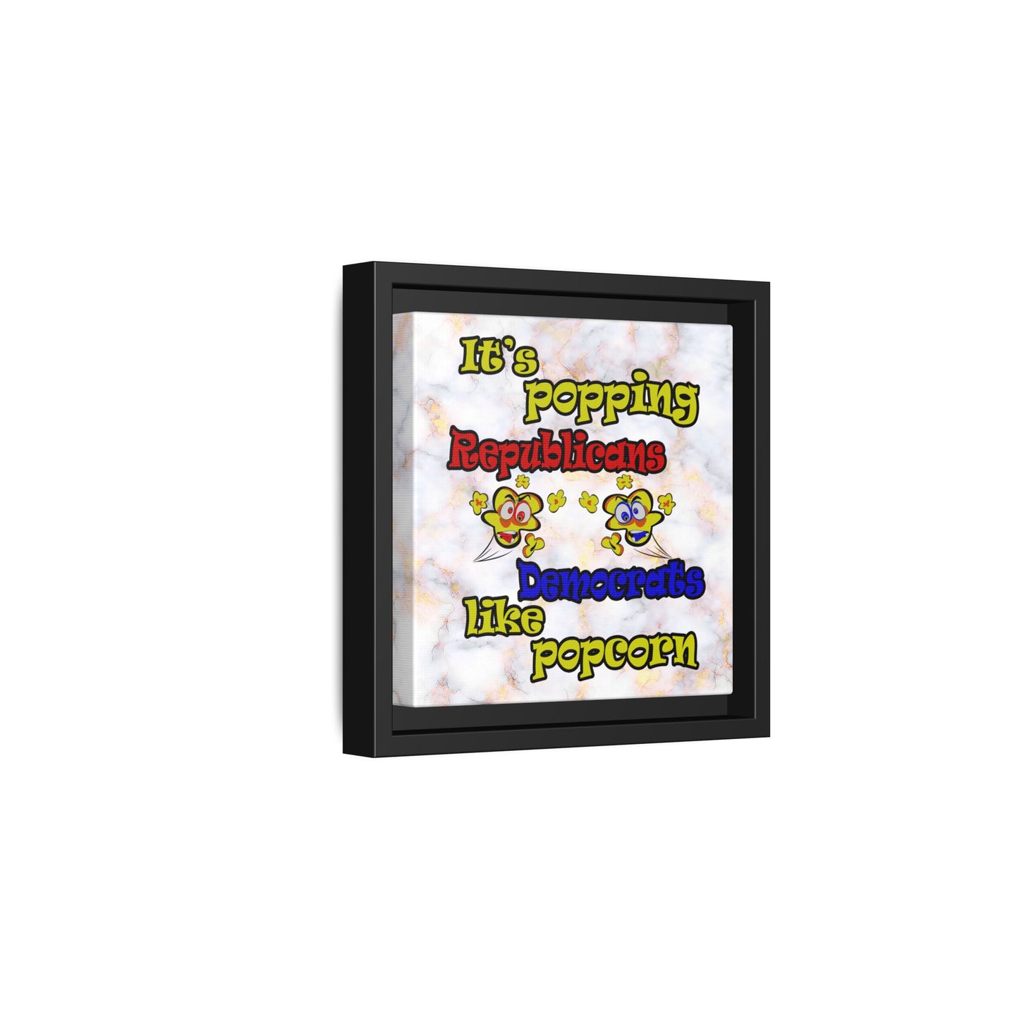 popping like popcorn - framed canvas art (white marble)