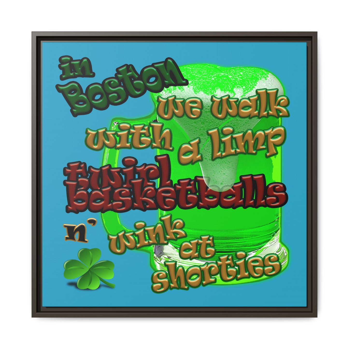 celtics logo - framed canvas art (turquoise)