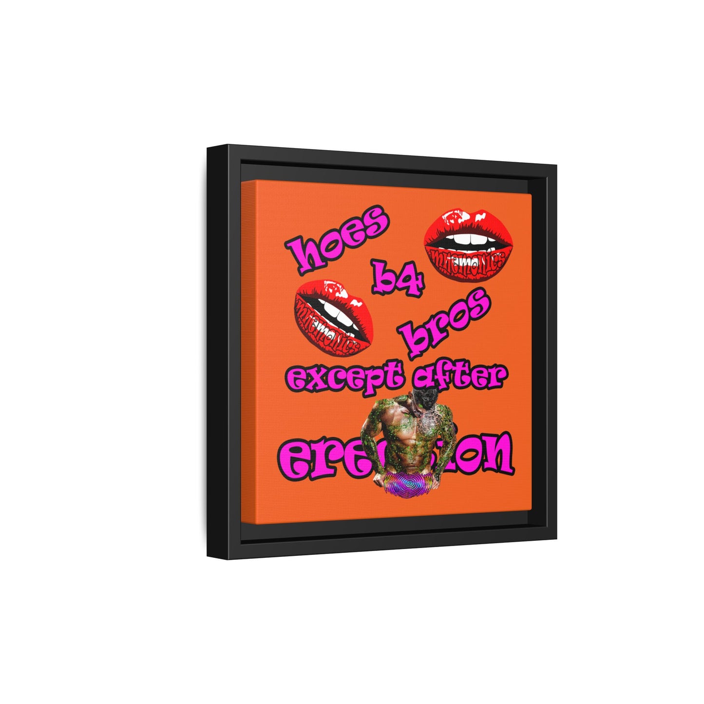 hoes b4 bros - framed canvas art (orange)