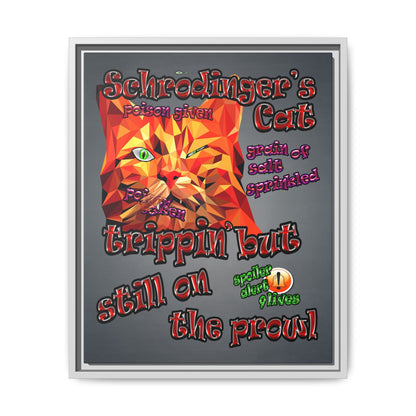 schrodinger's cat - framed canvas art (grey-light grey)
