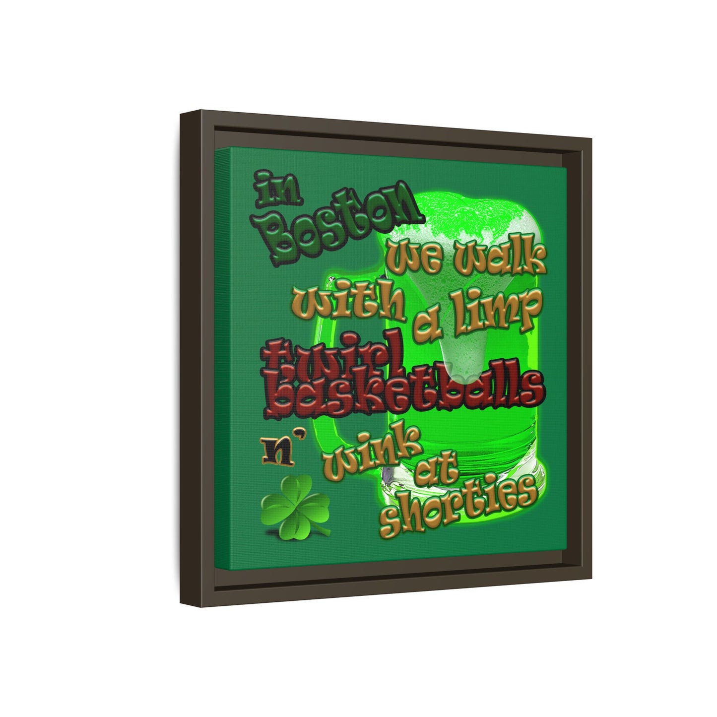 celtics logo - framed canvas art (dark green)