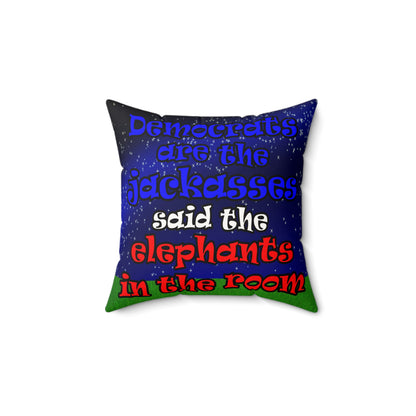 donkeys and elephants - Faux Suede Square Pillow - ('snoops' background)