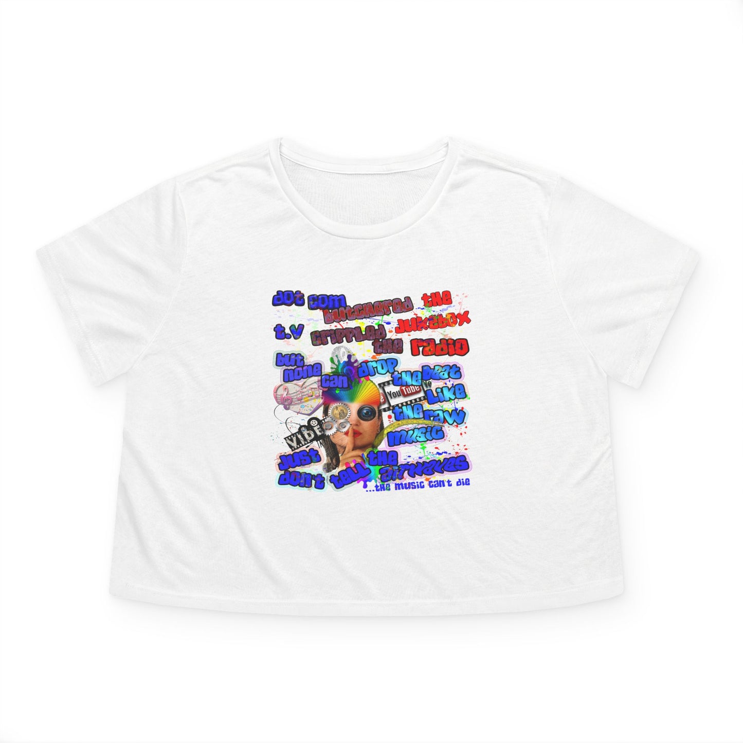drop the beat - Women's Flowy Cropped Tee