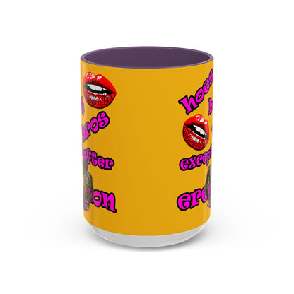 hoes b4 bros - Accent Mug (yellow)
