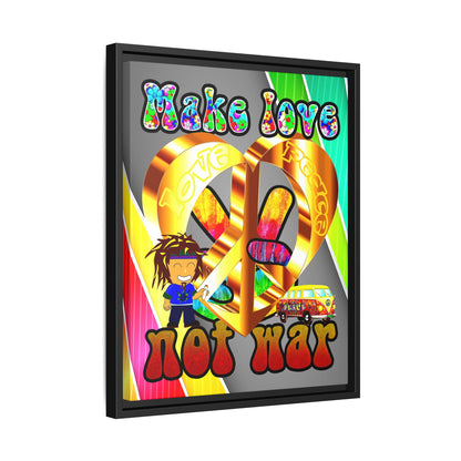 love peace - framed canvas art (rainbow split)