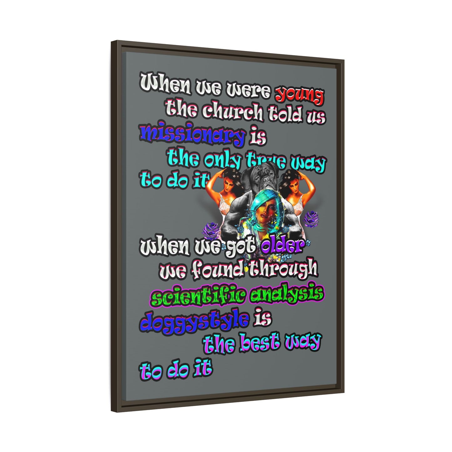 doggystyle - framed canvas art (dark grey)