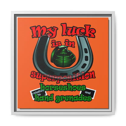 my luck - framed canvas art (orange)